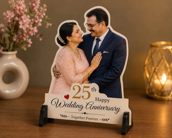 Mdf_25Th_Wedding_Anniversary_Couple_Tabletop_Display_Stand