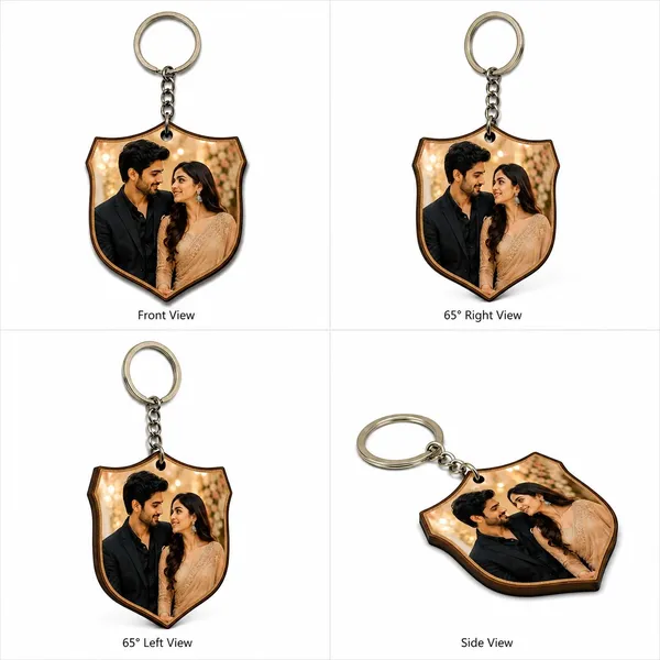 Multicolor_Metal_Wood_Shield_Shape_Couple_Photo_Keychain