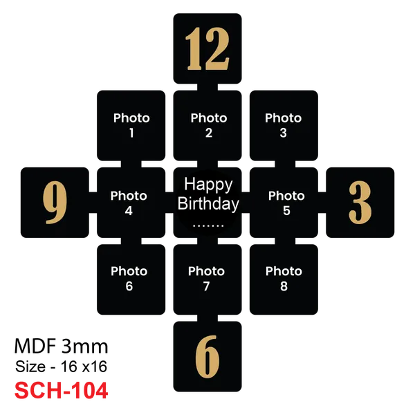 Mdf_Black_Gold-Numeral_Birthday_Multi-Photo_Collage_Wall_Clock