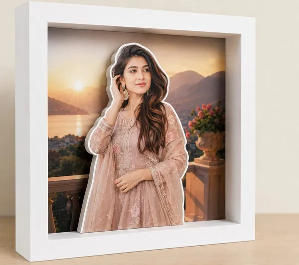 Wood_White_3D_Woman_Portrait_Sunset_Shadow_Box_Frame