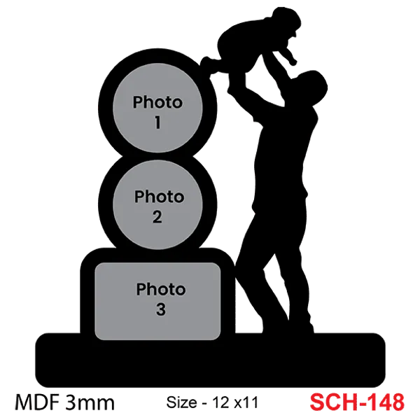 Mdf_Black_Parent-Child_Silhouette_Tabletop_Photo_Frame