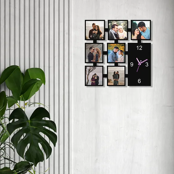 Wood_Modern_Collage_Photo_Frame_Wall_Clock