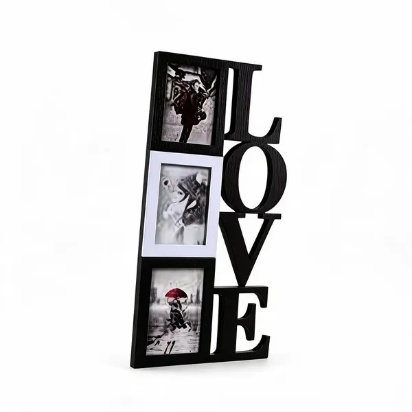 Mdf_Love_Lettering_Three_Photo_Vertical_Collage_Frame_Black