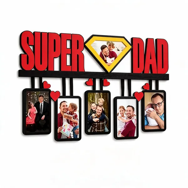Mdf_Super_Dad_Five-Photo_Collage_Wall_Hanging_Frame