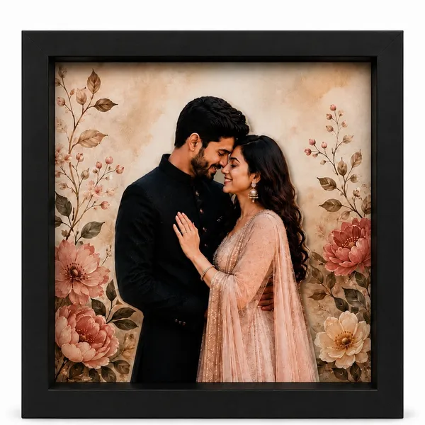 Mdf_Romantic_Floral_Couple_Square_Wall_Art_Frame