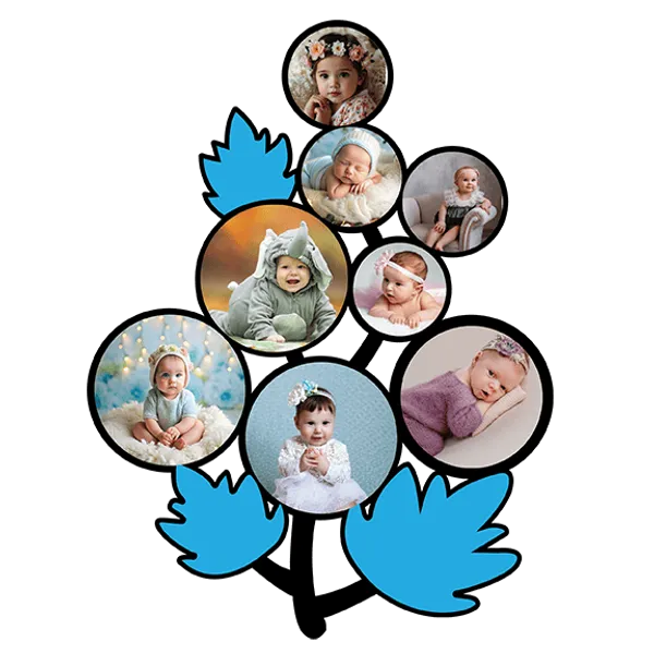 Mdf_Blue_Bird_Eight_Circular_Photo_Wall_Frame
