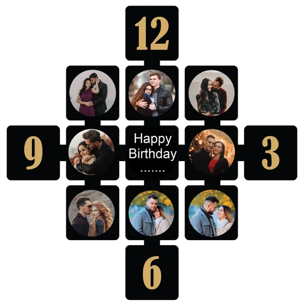 Mdf_Black_Gold-Numeral_Birthday_Multi-Photo_Collage_Wall_Clock