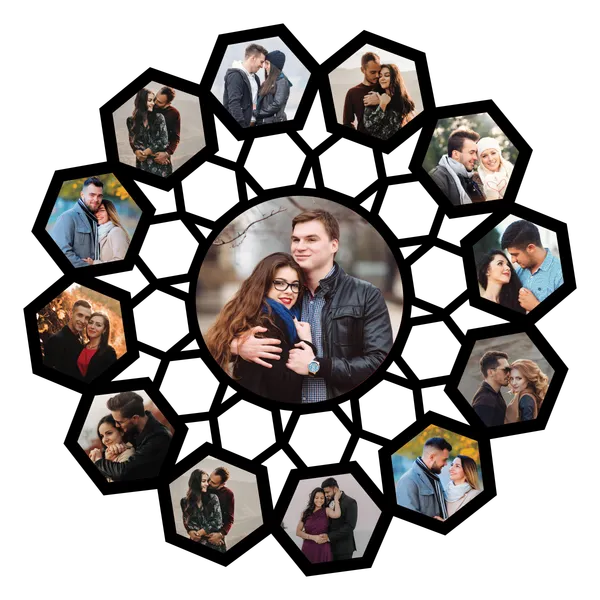 Mdf_Black_Geometric_Hexagonal_Collage_Photo_Wall_Decor