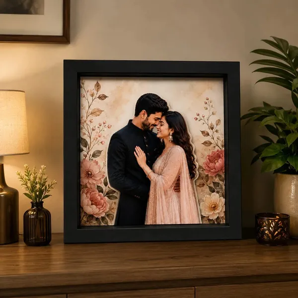 Mdf_Romantic_Floral_Couple_Square_Wall_Art_Frame