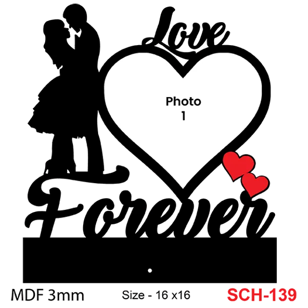Mdf_Romantic_Heart_Shape_Love_Forever_Tabletop_Photo_Frame