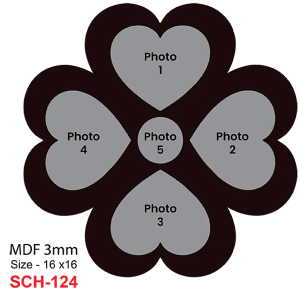 Mdf_Brown_Floral_Heart_Shaped_Five_Photo_Collage_Frame