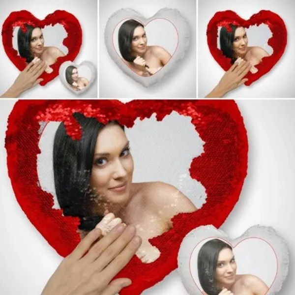 Sequin_Heart_Shaped_Photo_Print_Decorative_Cushion
