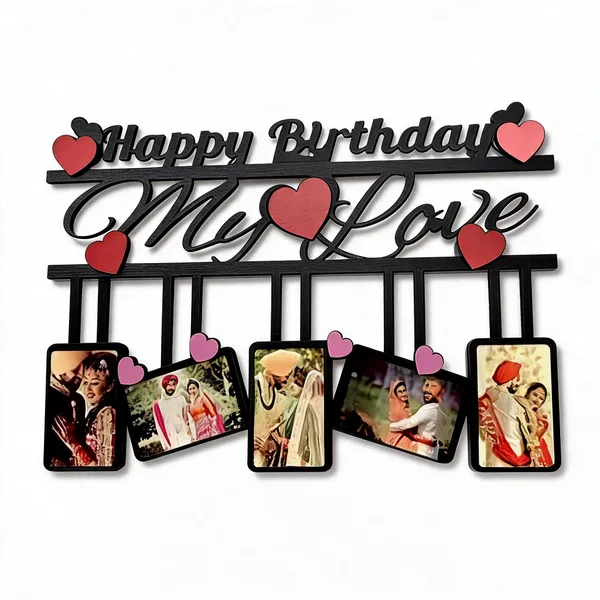 Mdf_Birthday_Love_Script_Photo_Collage_Wall_Hanging