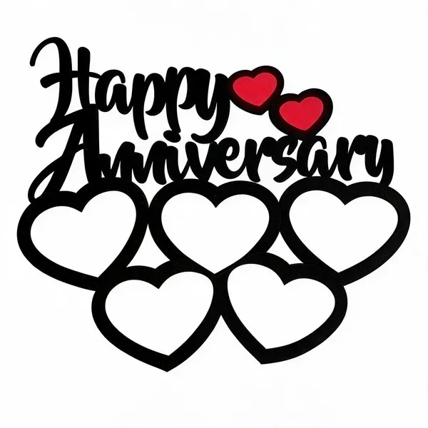 Mdf_Happy_Anniversary_Heart_Five_Photo_Collage_Frame