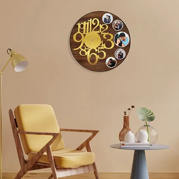 Mdf_Wood_Finish_Round_Personalised_Photo_Wall_Clock
