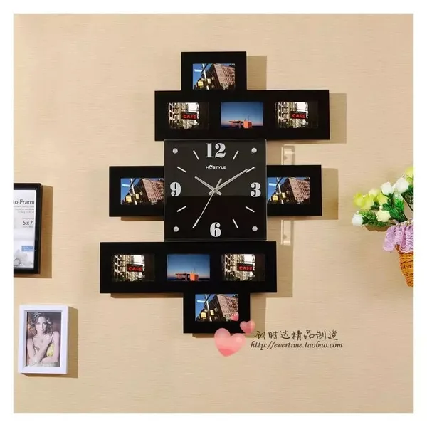 Black_Modern_Photo_Frame_Wall_Clock