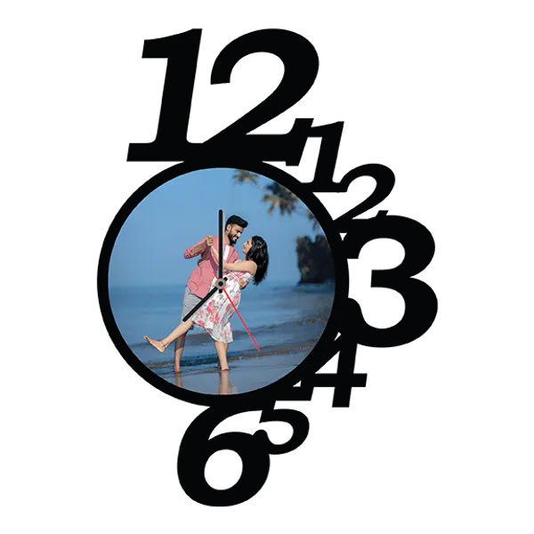Mdf_Black_Couple_Photo_Print_Analogue_Wall_Clock