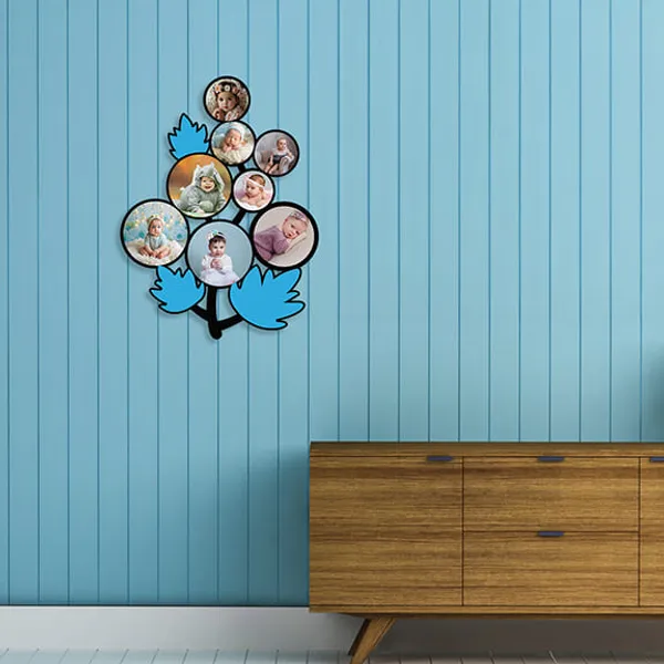 Mdf_Blue_Bird_Eight_Circular_Photo_Wall_Frame