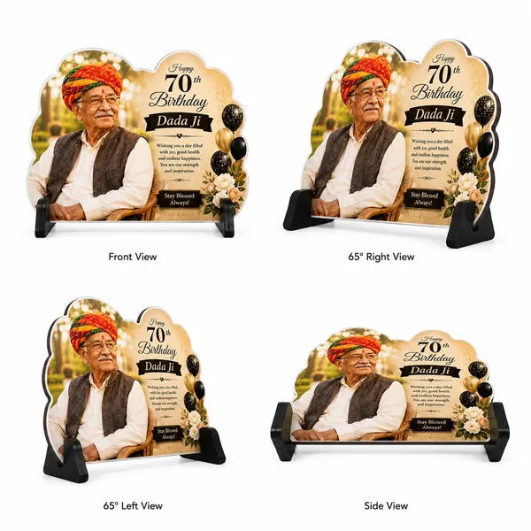Mdf_70Th_Birthday_Floral_Photo_Display_Plaque_With_Stand