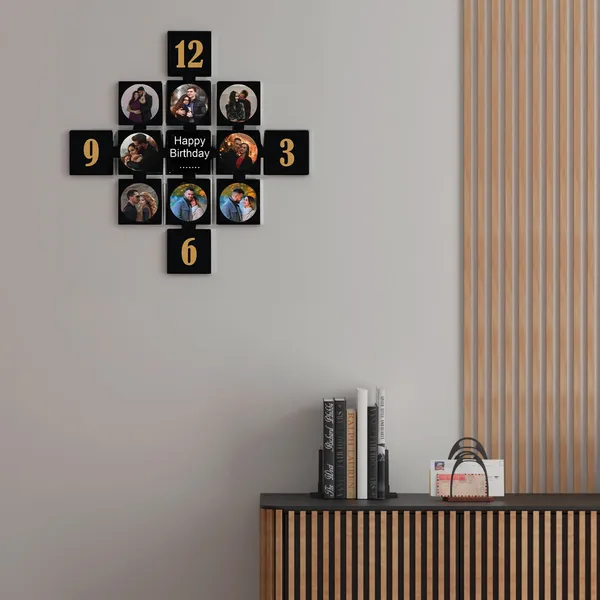 Mdf_Black_Gold-Numeral_Birthday_Multi-Photo_Collage_Wall_Clock