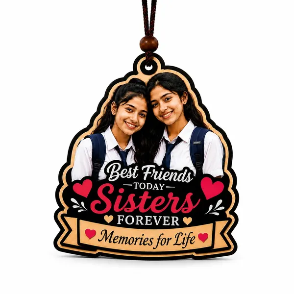 Mdf_Best_Friends_Sisters_Forever_Printed_Hanging_Car_Decoration