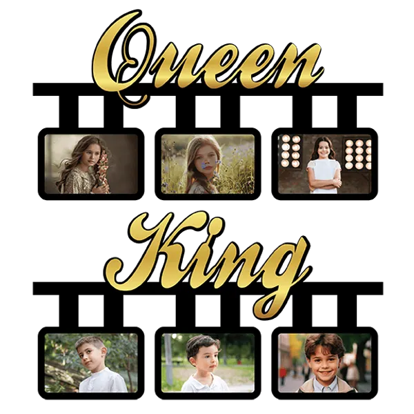 Mdf_Queen_King_Script_Six_Photo_Wall_Frame