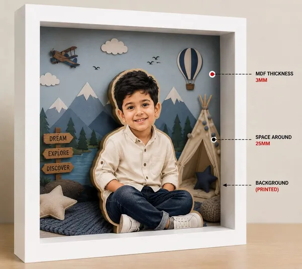 Wood_White_Adventure_Theme_Kids_3D_Photo_Frame