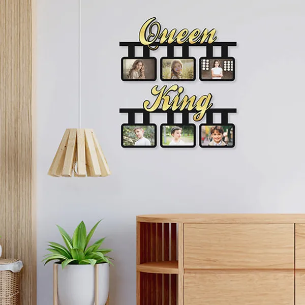 Mdf_Queen_King_Script_Six_Photo_Wall_Frame