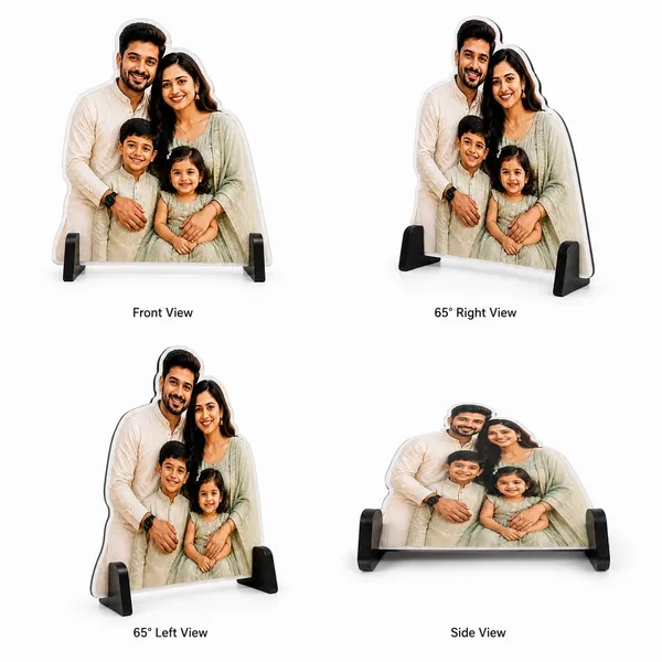 Mdf_Clear_Acrylic_Family_Tabletop_Photo_Frame_With_Black_Stand