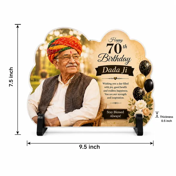 Mdf_70Th_Birthday_Floral_Photo_Display_Plaque_With_Stand
