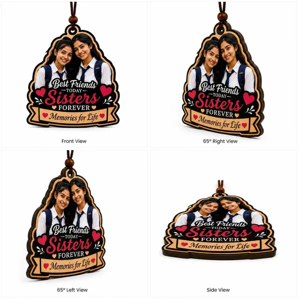Mdf_Best_Friends_Sisters_Forever_Printed_Hanging_Car_Decoration