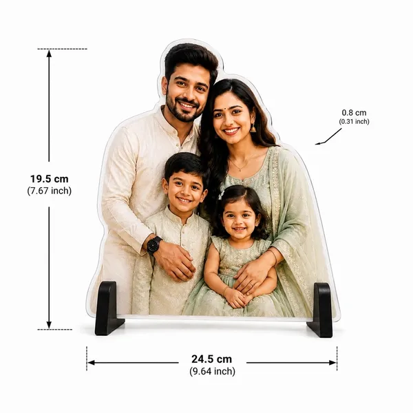 Mdf_Clear_Acrylic_Family_Tabletop_Photo_Frame_With_Black_Stand