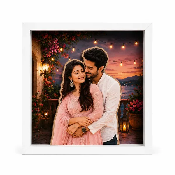 Wood_White_Romantic_Couple_Sunset_Print_Photo_Frame