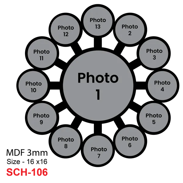 Mdf_Black_Circular_Multi_Photo_Frame_Collage