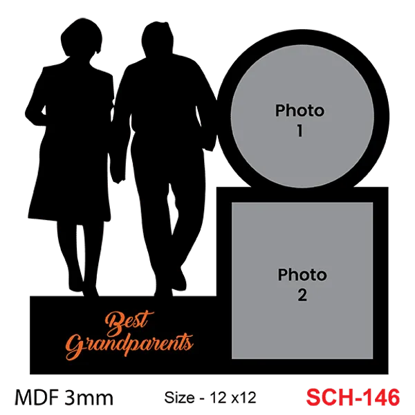 Mdf_Black_Best_Grandparents_Dual_Photo_Frame