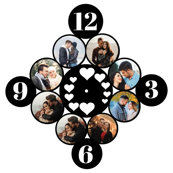 Mdf_Eight_Round_Photo_Collage_Wall_Clock