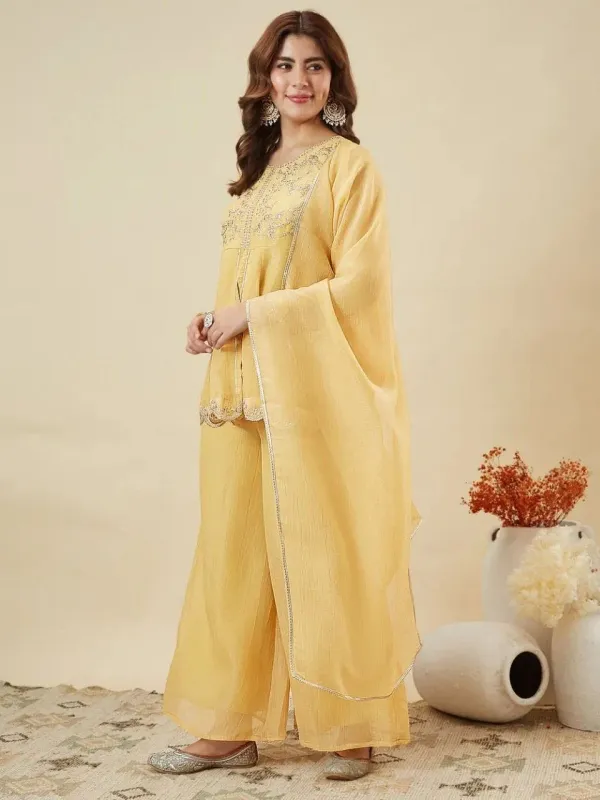 Sirio_Craft_Crunchy_Silk_Embroidered_Peplum_Kurti_Sharara_Set_With_Dupatta