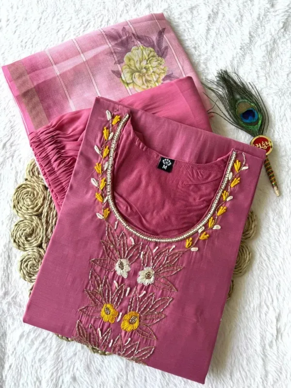 Practical_Pink_Mul_Chanderi_Kurti_Pant_Dupatta_Set_With_Hand_Work