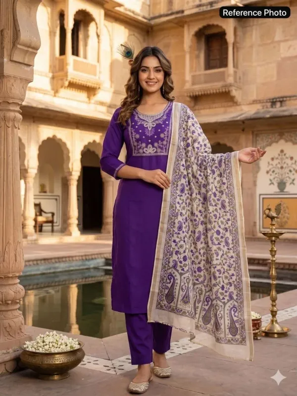 Violet_Beads_Embroidery_Work_Roman_Silk_Kurti_Pant_With_Dupatta