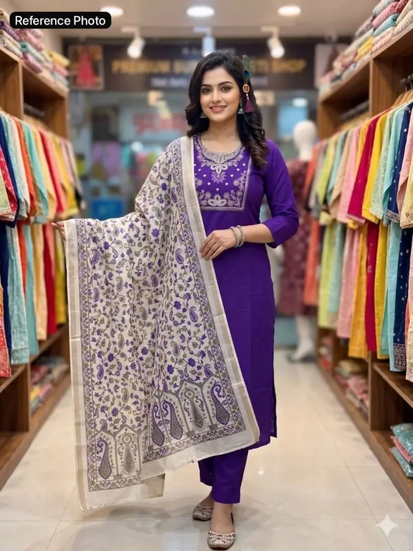 Violet_Beads_Embroidery_Work_Roman_Silk_Kurti_Pant_With_Dupatta