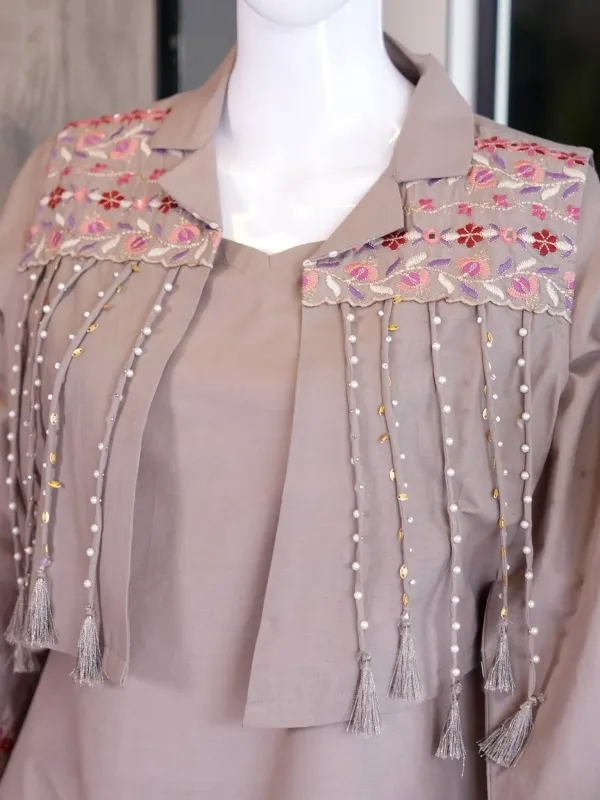 Women_S_Premium_Embroidered_Co_Ord_Set_With_Stylish_Jacket_Casual_Office_Wear_Cotton_Blend_Kurti_Pant_Set_Taupe