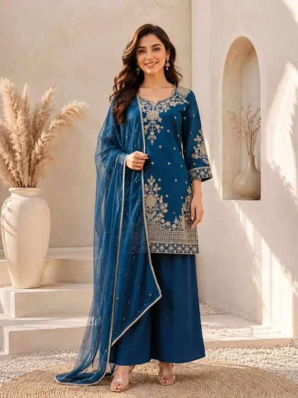 Women_S_Embroidered_Kurta_With_Palazzo_And_Dupatta_Set