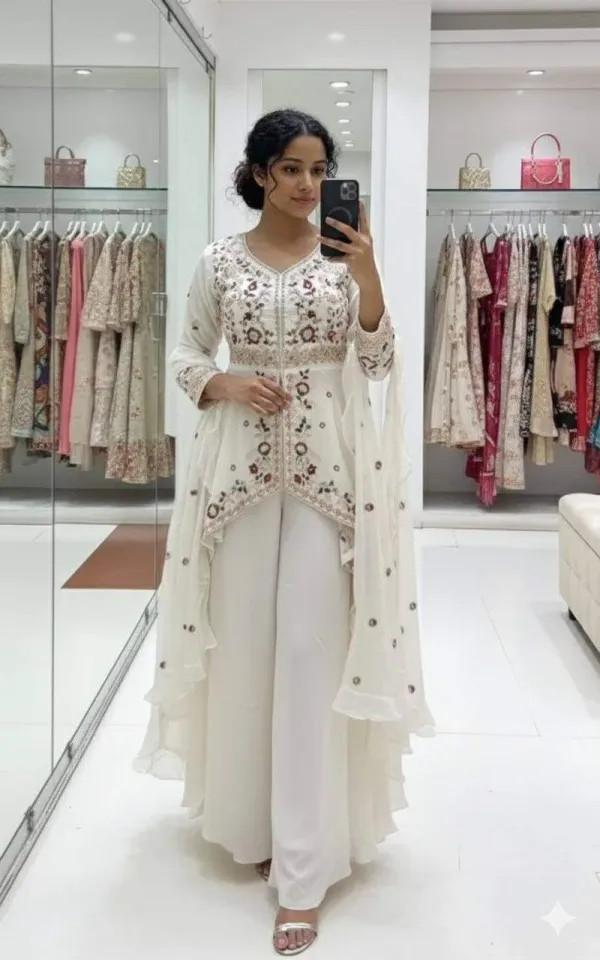 Women_S_Embroidered_Peplum_Kurta_With_Sharara_And_Dupatta_Set