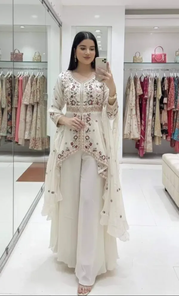 Women_S_Embroidered_Peplum_Kurta_With_Sharara_And_Dupatta_Set