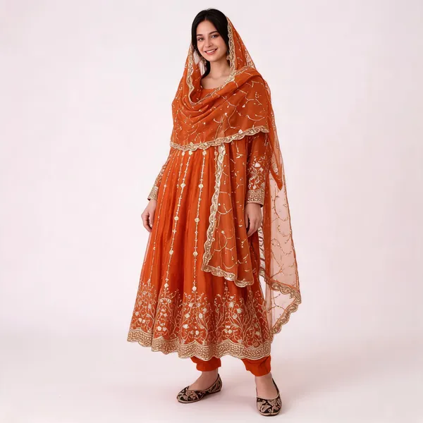Orange_Georgette_Embroidered_Anarkali_Suit_Set_For_Women