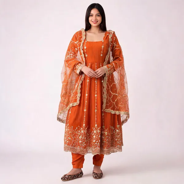 Orange_Georgette_Embroidered_Anarkali_Suit_Set_For_Women