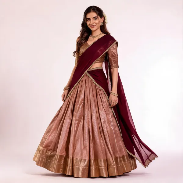 Deep_Maroon_Dupion_Silk_Zari_Woven_Lehenga_Set_For_Women