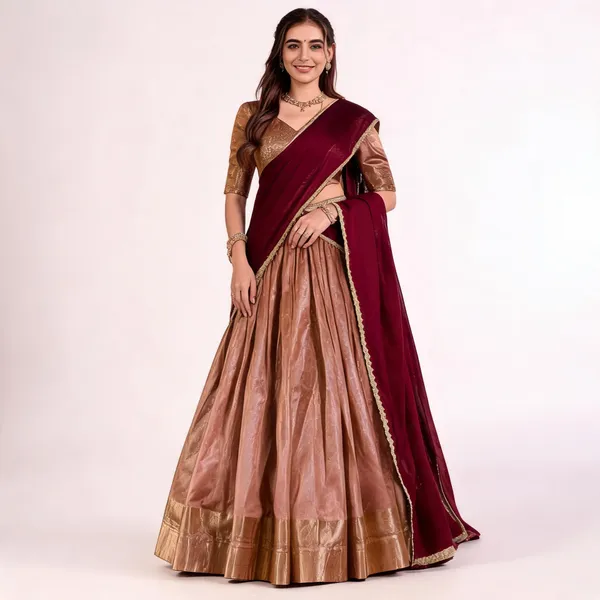 Deep_Maroon_Dupion_Silk_Zari_Woven_Lehenga_Set_For_Women