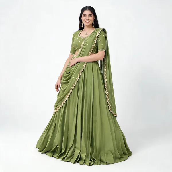 Green_Georgette_Sequin_Embroidered_Lehenga_Set_For_Women