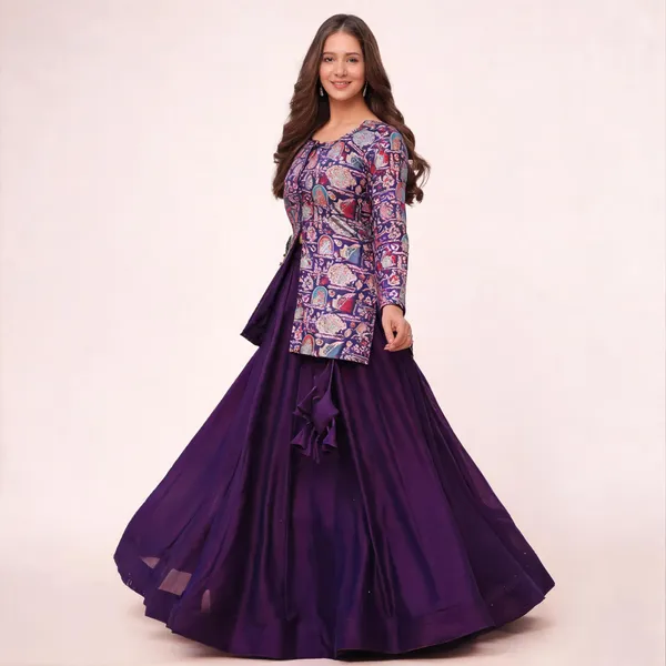 Purple_Vichitra_Silk_Flared_Lehenga_Set_For_Women